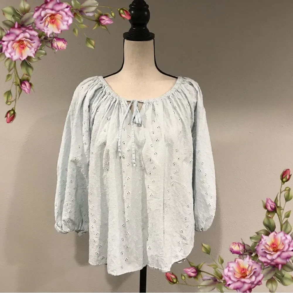 Joie baby blue long sleeve loose fit blouse - Picture 1 of 14